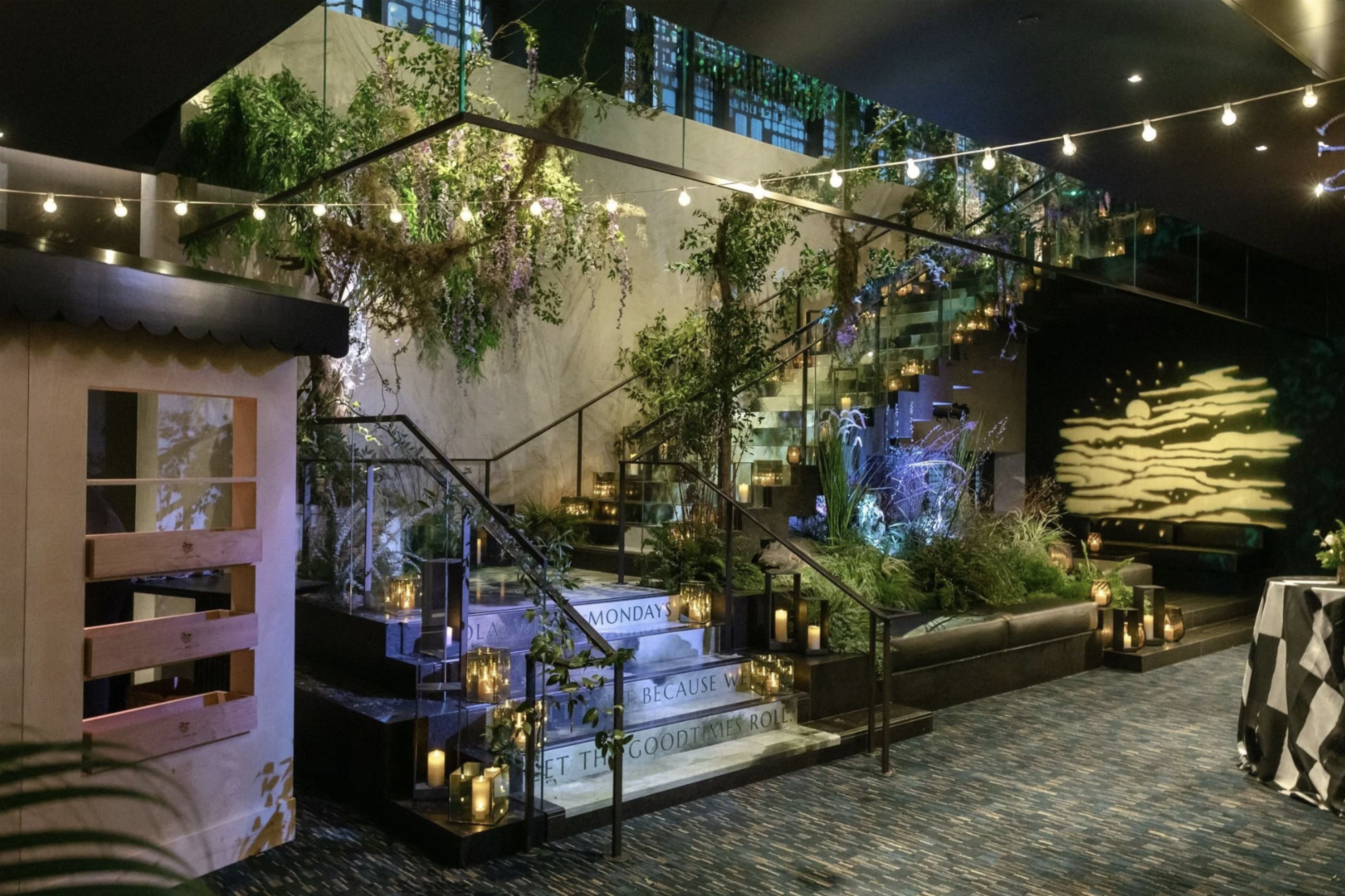 Philadelphia custom event staircase installation with projection and architectural lighting